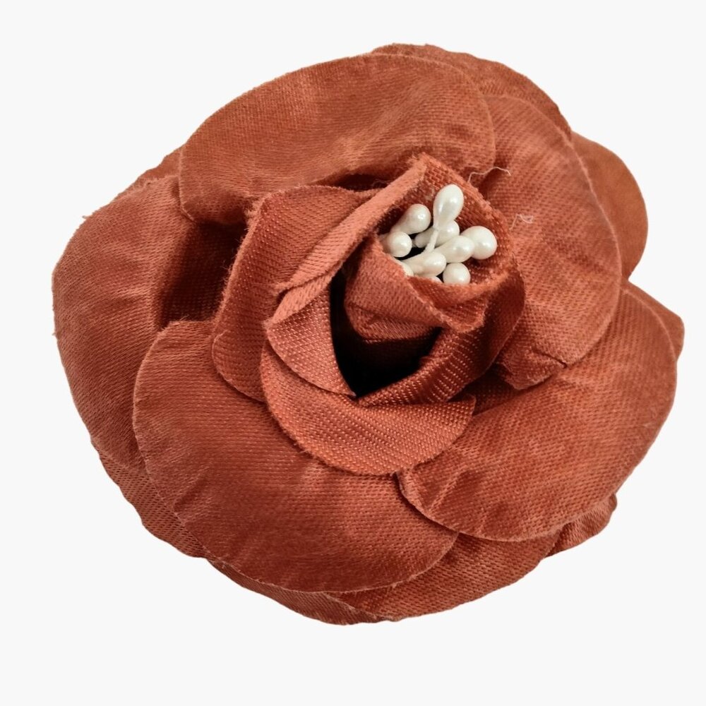 Vintage Cabbage Rose Hair Clip Orange Flower Hairpin Updo